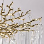 Люстра золотого цвета с декоративными ветками и длинными прозрачными стеклянными подвесами в форме сосулек Droplet Chandelier варинант исполнения - 7 | Loft Concept в Тюмени