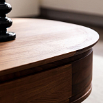 Кофейный стол овальный из дерева с 2-мя ящиками Coffee Walnut Table варинант исполнения - 9 | Loft Concept в Тюмени