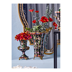 Ваза из фарфора черная с цветочной росписью и бронзовой стрекозой Spring Garden варинант исполнения - 4 | Loft Concept в Тюмени