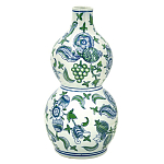 Ваза фигурная с сине-зелеными узорами распустившихся цветов Blossoming Spring варинант исполнения - 1 | Loft Concept в Тюмени