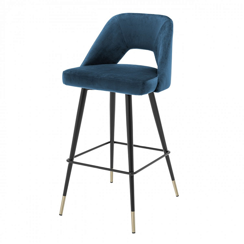 Барный стул Eichholtz Bar Stool Avorio Blue Синий Черный Латунь Барный стул Eichholtz Bar Stool Avorio Blue Синий Черный Латунь в Тюмени | Loft Concept