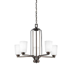 Люстра бронзового цвета с 5-ю матовыми стеклянными плафонами Generation Lighting варинант исполнения - 1 | Loft Concept в Тюмени