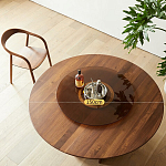 Стол обеденный круглый с двойной столешницей Walnut Wood Table варинант исполнения - 5 | Loft Concept в Тюмени