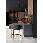 Комбинированный кухонный гарнитур сине-серого цвета с фасадом под дерево Benjamin Kitchen Set варинант исполнения - 5 | Loft Concept в Тюмени