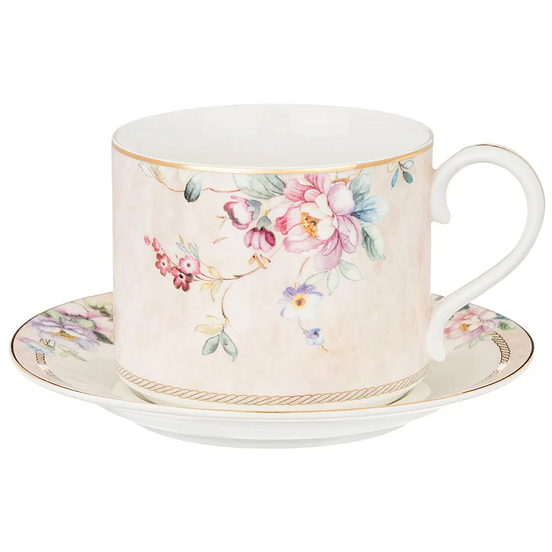 Чайная пара из фарфора с цветочным принтом 300мл Flower Porcelain Collection Розовый Мульти Чайная пара из фарфора с цветочным принтом 300мл Flower Porcelain Collection Розовый Мульти в Тюмени | Loft Concept