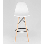 Пластиковый барный стул на ножках из массива бука Eames White варинант исполнения - 5 | Loft Concept в Тюмени