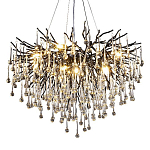 Люстра черная с прозрачными стеклянными подвесками в форме капель FAIRYTREE Light варинант исполнения - 3 | Loft Concept в Тюмени