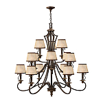 Люстра бронзового цвета с бежевыми абажурами из органзы в классическом стиле Hinkley варинант исполнения - 2 | Loft Concept в Тюмени