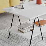 Стол журнальный с белой прямоугольной столешницей и полкой ESSEL WHITE варинант исполнения - 3 | Loft Concept в Тюмени