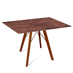 Стол обеденный с коричневой прямоугольной столешницей из керамики на четырех деревянных ножках Brown Ceramics варинант исполнения - 1 | Loft Concept в Тюмени