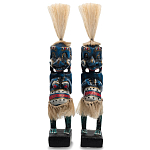 Комплект из 2-х деревянных статуэток Asmat Straw Headdress Statuettes Blue Colorful Tattoo варинант исполнения - 1 | Loft Concept в Тюмени