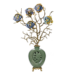 Ваза зеленая с бронзовыми ветвями и фарфоровыми рыбками Eden Garden варинант исполнения - 1 | Loft Concept в Тюмени