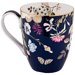 Кружка синяя из фарфора с рисунком цветов 400 мл Garden Whisper Porcelain Set  варинант исполнения - 1 | Loft Concept в Тюмени