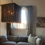 Люстра квадратная с бахромой и подвесом из деревянных бусин Psyche варинант исполнения - 3 | Loft Concept в Тюмени