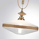 Подвесной светильник с плоским прозрачным плафоном и декоративной вставкой из текстурного камня Tectona  варинант исполнения - 6 | Loft Concept в Тюмени