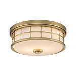 Потолочный светильник для ванных комнат цвета латунь в виде металлической клетки с геометрическими узорами Quoizel варинант исполнения - 1 | Loft Concept в Тюмени