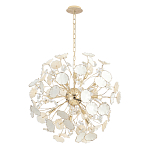 Люстра круглой формы с белыми и прозрачными лепестками цветов Диаметр 69 см Wintery flovers варинант исполнения - 1 | Loft Concept в Тюмени