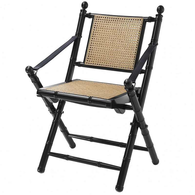Стул Eichholtz Folding Chair Bolsena Black Черный Бежевый Стул Eichholtz Folding Chair Bolsena Black Черный Бежевый в Тюмени | Loft Concept