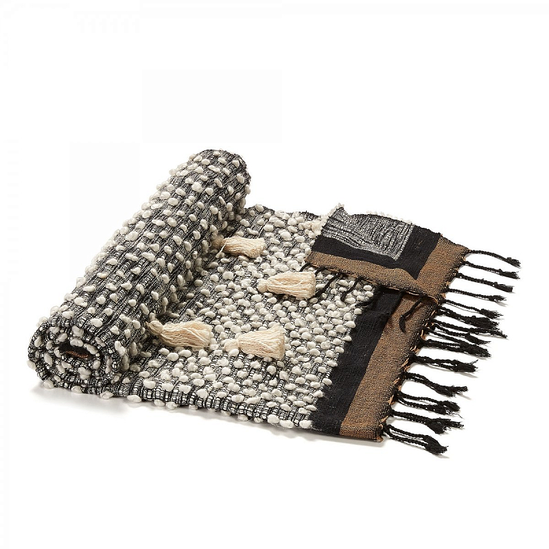 Плед Plaid Boho Tassels Бежевый Коричневый Синий Плед Plaid Boho Tassels Бежевый Коричневый Синий в Тюмени | Loft Concept