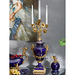 Подсвечник из темно-синего фарфора с бронзовыми элементами и цветами Eden Garden варинант исполнения - 4 | Loft Concept в Тюмени