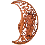 Панно из дерева Ганеша и месяц Panel With Animals варинант исполнения - 1 | Loft Concept в Тюмени