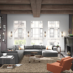 Бра цвета хром с круглой рамой и цилиндрическим прозрачным стеклянным плафоном на прямоугольном основании Feiss варинант исполнения - 4 | Loft Concept в Тюмени