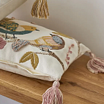 Чехол на подушку с кисточками и вышивкой птиц Ethnic mix Birds Rect варинант исполнения - 5 | Loft Concept в Тюмени