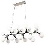Линейная люстра с плафонами из стеклянных шаров Pearls Suspension Linear Chrome Chandelier варинант исполнения - 2 | Loft Concept в Тюмени