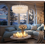 Круглая люстра с хрустальными подвесками на золотистом каркасе Gorgeous Crystal Light варинант исполнения - 13 | Loft Concept в Тюмени