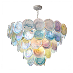 Люстра с каскадом из круглых разноцветных стеклянных дисков Mother of Pearl Iridescence варинант исполнения - 2 | Loft Concept в Тюмени