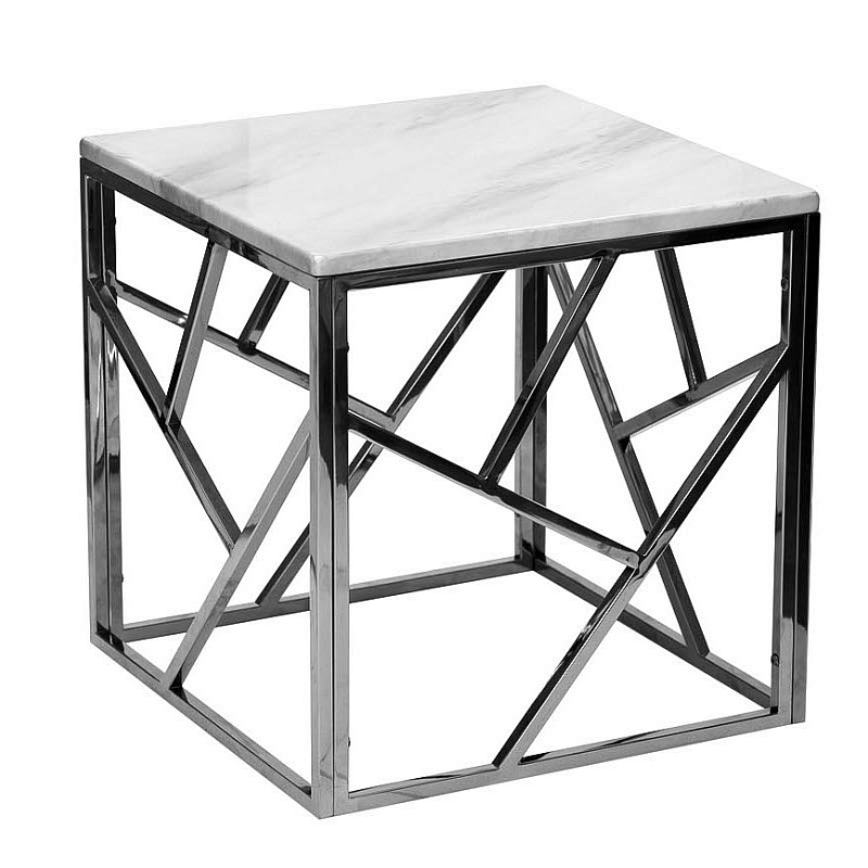 Приставной стол Serene Furnishing Chrome Marble Top Side Table Хром Белый Приставной стол Serene Furnishing Chrome Marble Top Side Table Хром Белый в Тюмени | Loft Concept