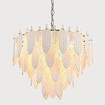 Люстра с декором из рельефного стекла в виде перьев Abelia Feather Chandelier 12 варинант исполнения - 3 | Loft Concept в Тюмени