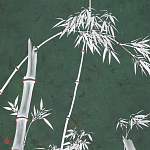 Обои ручная роспись Bamboo Argent on Edo Green painted silk варинант исполнения - 1 | Loft Concept в Тюмени