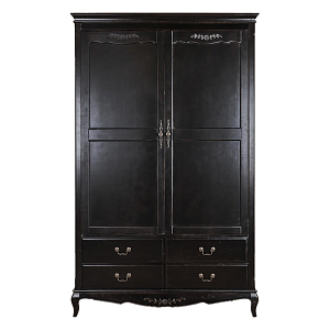 Шкаф черный с 4-мя ящиками и 2-мя дверцами в стиле Прованс Vintage