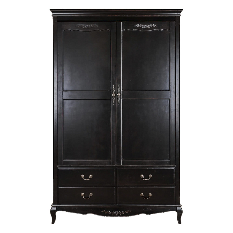 Шкаф черный с 4-мя ящиками и 2-мя дверцами в стиле Прованс Vintage Черный в Тюмени | Loft Concept 
