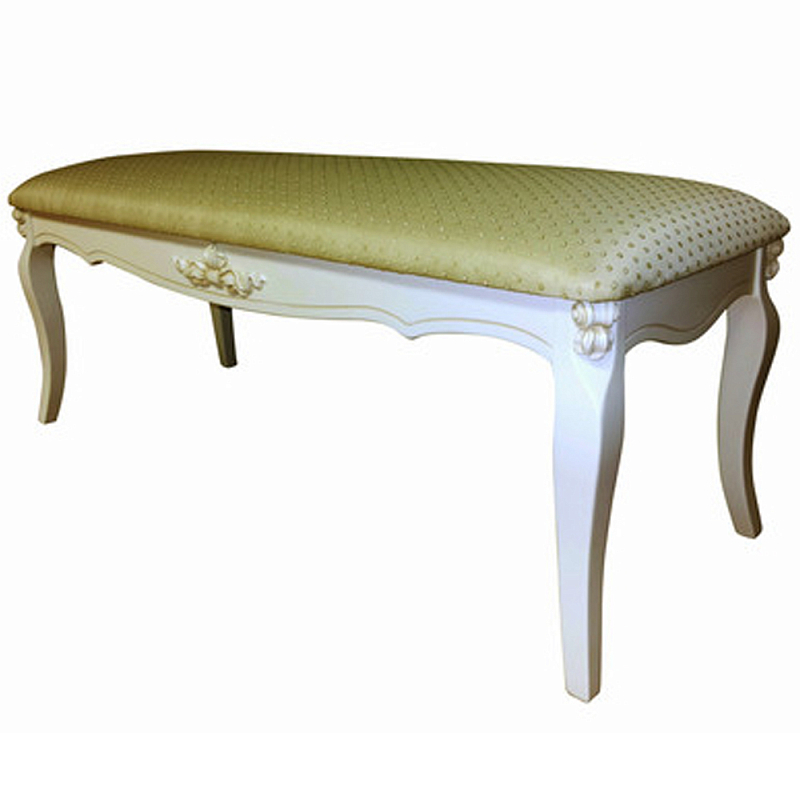 Банкетка велюр в стиле прованс Lotte French Seating Banquette Белый Бежевый в Тюмени | Loft Concept 