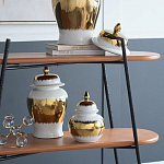 Ваза белая с крышкой и золотистыми фрагментами 46 см Chinoiserie Ceramics варинант исполнения - 2 | Loft Concept в Тюмени