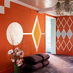 Обои ручная роспись Chez Nina by India Mahdavi Lantana colourway on Arancio dyed silk варинант исполнения - 1 | Loft Concept в Тюмени