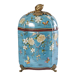 Ваза голубая с крышкой и цветочным узором Genuine Chinese Classics варинант исполнения - 1 | Loft Concept в Тюмени