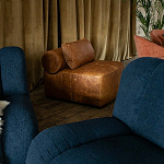 Кожаное модульное кресло коричневое без подлокотников с подушкой Coul Leather Modular Armchair варинант исполнения - 6 | Loft Concept в Тюмени