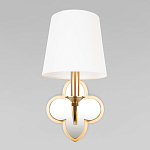 Бра с белым текстильным абажуром и декоративным основанием в виде четырехлистника с зеркальной вставкой Vitorino варинант исполнения - 18 | Loft Concept в Тюмени