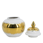 Ваза белая с крышкой и золотистыми фрагментами 24 см Chinoiserie Ceramics варинант исполнения - 2 | Loft Concept в Тюмени