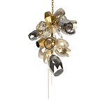 Люстра подвесная вытянутой формы с плафонами из стекла и металла с тремя вертикальными подвесками Gilded Mirage  варинант исполнения - 8 | Loft Concept в Тюмени