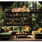 Люстра круглая на золотом каркасе с птичками и цветочным декором Miscellaneous herbs варинант исполнения - 10 | Loft Concept в Тюмени