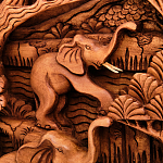 Панно из дерева пять слонов Panel With Animals варинант исполнения - 3 | Loft Concept в Тюмени