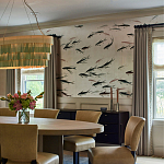 Обои ручная роспись Fishes Blue Pearl on Tarnished Silver gilded silk with pearlescent antiquing варинант исполнения - 3 | Loft Concept в Тюмени