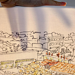 Настольная лампа с принтом на белом тканевом абажуре Roof Garden Lamp варинант исполнения - 2 | Loft Concept в Тюмени