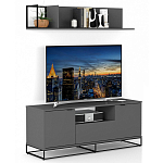 ТВ-тумба цвета графит с  2-мя дверцами и ящиком Strict Lines варинант исполнения - 6 | Loft Concept в Тюмени