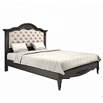 Кровать черная из массива бука с основанием и мягким изголовьем Black Provence варинант исполнения - 1 | Loft Concept в Тюмени