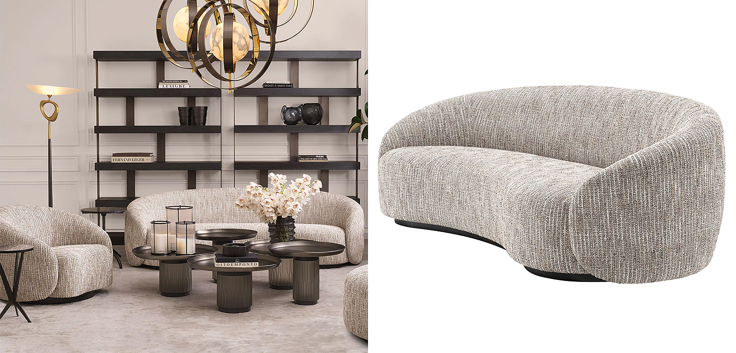 Диван Eichholtz Sofa Amore Бежево-серый Черный Диван Eichholtz Sofa Amore Бежево-серый Черный - Loft-Concept в Тюмени